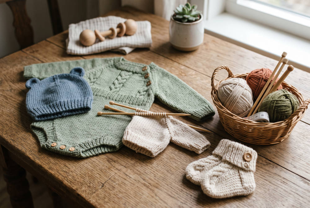 Gebreide babykleding is weer helemaal terug